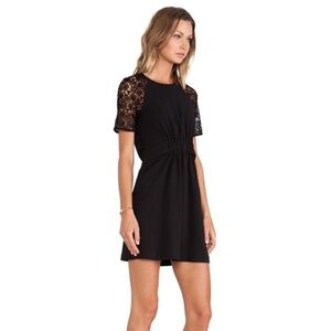 A.L.C. Black Lace Sleeve Rakim Belted Dress